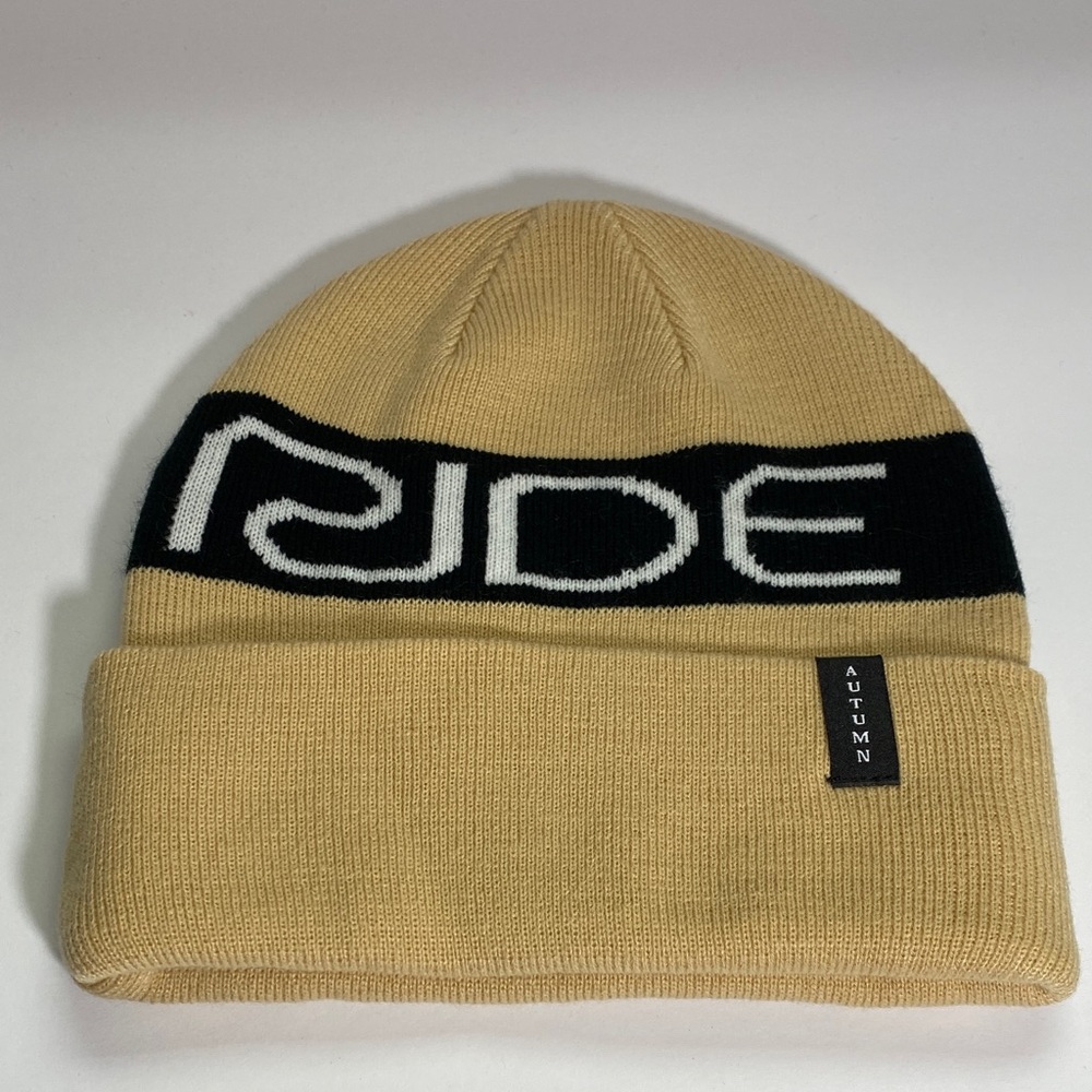 Beige and Black Knit Beanie